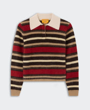 Guest In Residence Cashmere Grizzly Cropped Rugby in Carmine Combo