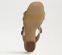 Sam Edelman Dante T-Strap Wedge Sandal in Tawny Tan Multi Faux Raffia