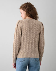 White + Warren Plush Alpaca Blend Pointelle Oat Crewneck