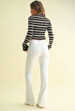 Just Black Denim High Rise Scissor Cut Flare Jean in White