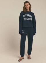 Favorite Daughter Cropped Navy Collegiate Sweatshirt