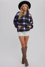 Plaid Print 1/2 Zip Sherpa Pullover