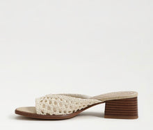 Sam Edelman Fynn Block Heel Mule Sandal in Modern Ivory Faux Raffia