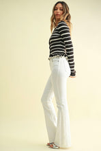 Just Black Denim High Rise Scissor Cut Flare Jean in White