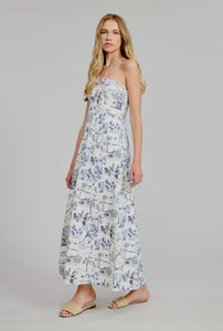 Flat White Amalfi Printed Midi Summer Dress