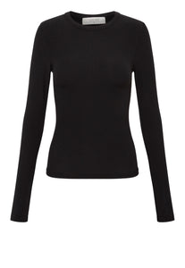 Nude Lucy Black Organic Cotton Rib LS Tee
