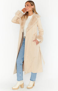 Show Me Your Mumu Penny Lane Beige Faux Suede Coat