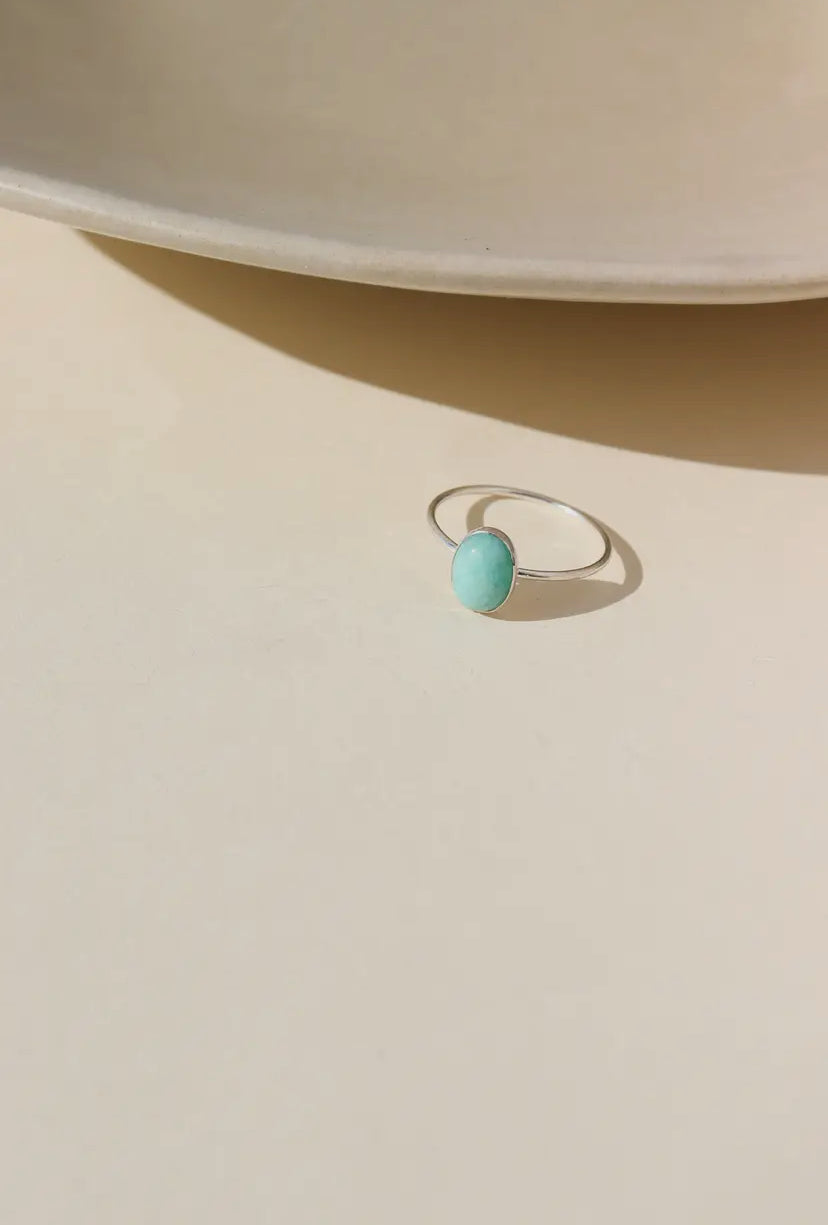 Amazonite Gemstone Silver Ring