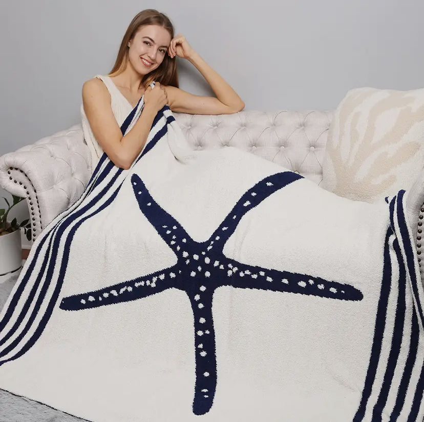 Starfish Print Luxury Soft Throw Blanket