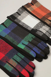 Check Plaid Glove Orange/Brown