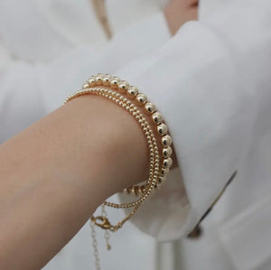 2mm Gold Wrap Beaded Bracelet