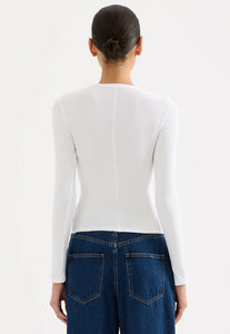 Nude Lucy White Organic Cotton Rib LS Tee