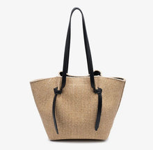 Urban Expressions Lorenza Tote in Natural Straw w/ Black Strap