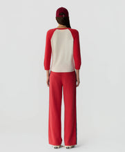 Guest In Residence Cashmere Baseball Tee in Cream/Scarlet