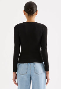 Nude Lucy Black Organic Cotton Rib LS Tee
