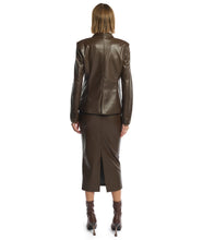 LBLC Toby Faux Leather Blazer in Maple Brown