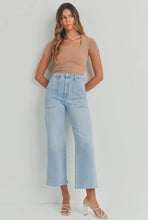 Just Black Denim Light Wash Cargo Pocket Wide Leg High Rise Jean