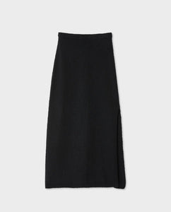 White + Warren Cotton Slub Black Side Slit Skirt