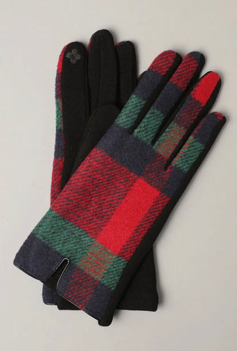 Check Plaid Glove Red/Green