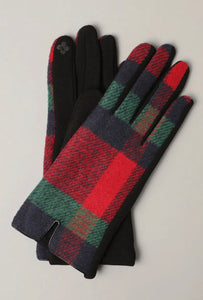 Check Plaid Glove Red/Green