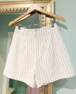 Aureum White Pinstripe High Waisted Short