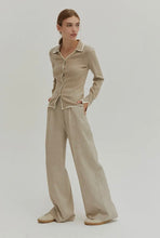 Crescent Pleat Front Oatmeal Trouser