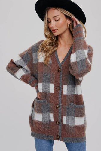 Tartan Plaid Print Cardigan