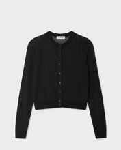 White + Warren Black Paperfine Crewneck Cardigan