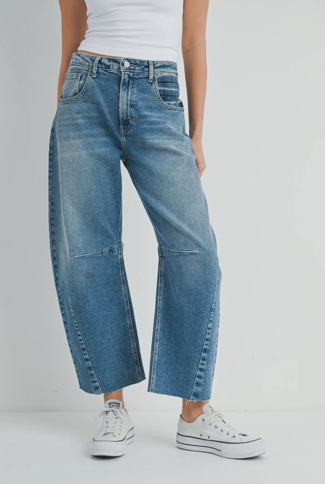 Just Black Denim Medium Wash Barrel Seam Jean