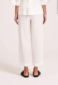 Nude Lucy White Lounge Linen Crop Pant