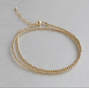 2mm Gold Wrap Beaded Bracelet