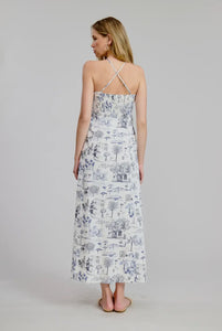 Flat White Amalfi Printed Midi Summer Dress