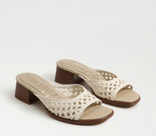 Sam Edelman Fynn Block Heel Mule Sandal in Modern Ivory Faux Raffia