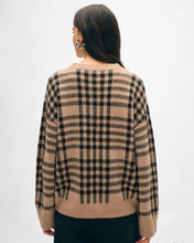 White + Warren Cashmere Camel/Black Plaid Crewneck