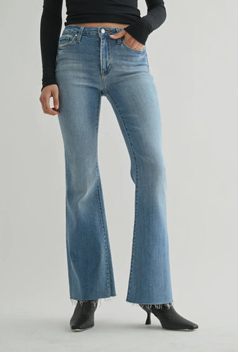 Just Black Denim Medium Wash Mid Rise Straight Bootcut Jean