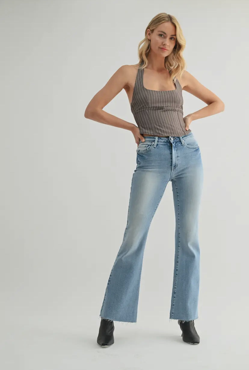 Just Black Denim Light Wash Straight Bootcut Mid Rise Jean