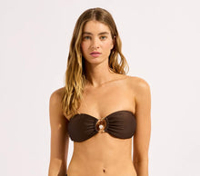 Seafolly Palermo Ring Front Bandeau Top Hipster Pant Bikini in Sepia