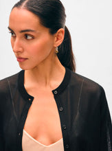 White + Warren Black Paperfine Crewneck Cardigan