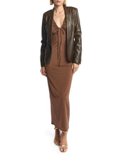 LBLC Toby Faux Leather Blazer in Maple Brown