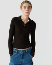 Guest in Residence L/S Shrunken Waffle Polo in Burnt Cocoa
