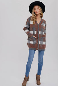 Tartan Plaid Print Cardigan