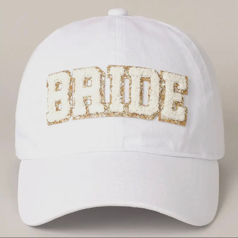 Bride Chenille Letter Patch Baseball Cap White