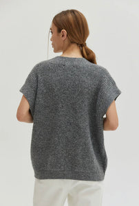 Crescent Waffle Knit Grey Vest