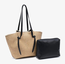 Urban Expressions Lorenza Tote in Natural Straw w/ Black Strap