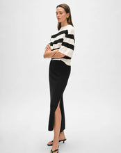 White + Warren Cotton Slub Black Side Slit Skirt