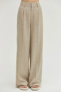 Crescent Pleat Front Oatmeal Trouser