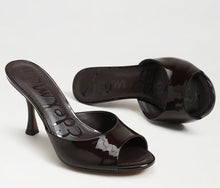 Sam Edelman Jeanie Heeled Mule in Rich Chocolate Patent Leather