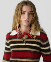 Guest In Residence Cashmere Grizzly Cropped Rugby in Carmine Combo
