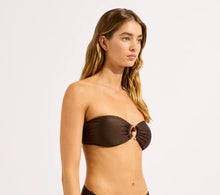 Seafolly Palermo Ring Front Bandeau Top Hipster Pant Bikini in Sepia