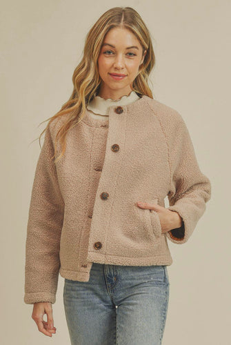 Paper Crane Beige Sherpa Button Down Jacket